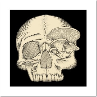 Mushroom skull Posters and Art